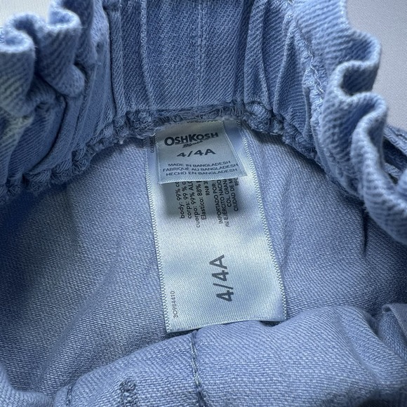 OshKosh B'gosh Girls Size 4 Denim Skirt Paperbag Waist Tie Belt Button Front - Picture 3 of 4